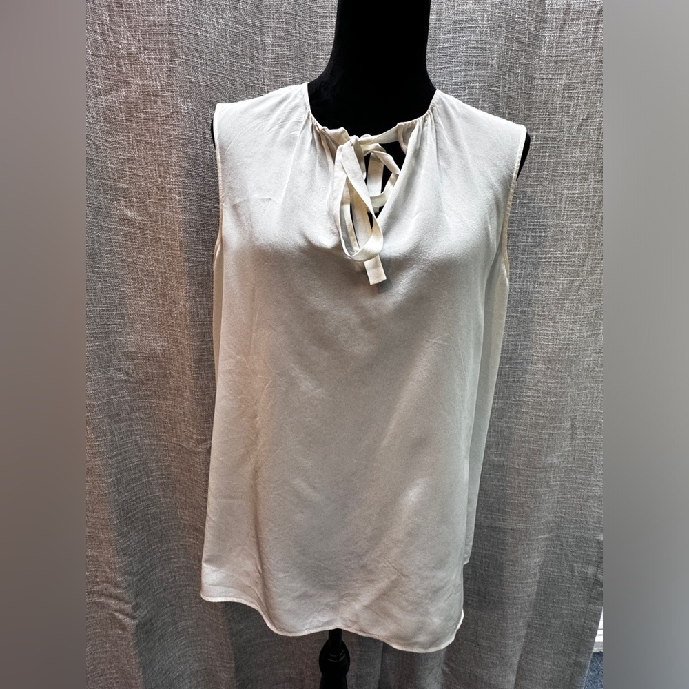 Tory Burch Cream Silk Sleeveless Blouse Size 12